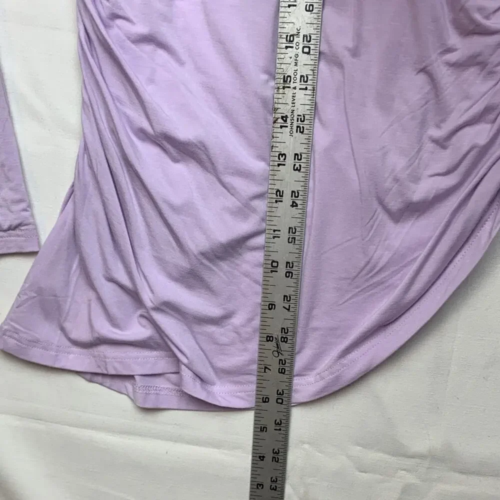 Veiled size medium long sleeve lavender conservative shirt lined ruched tunic